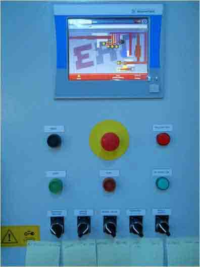 Control panel with it's touch screen display, form where the whole line is controlled.
