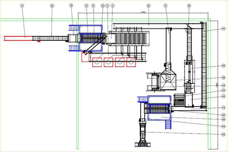 Diagram of a potato, onion and carrot handling line